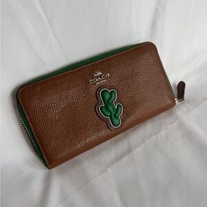 Coach Brown and Green Wristlet Clutch